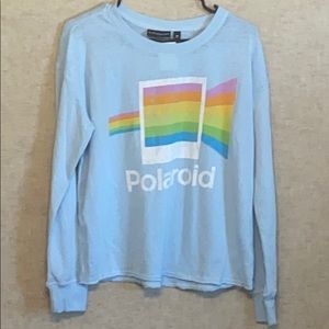 Long sleeve baby blue Polaroid tshirt